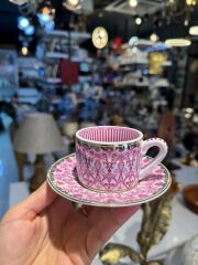 PEMBE DESENLİ TEK KİŞİLİK TÜRK KAHVESİ FİNCANI