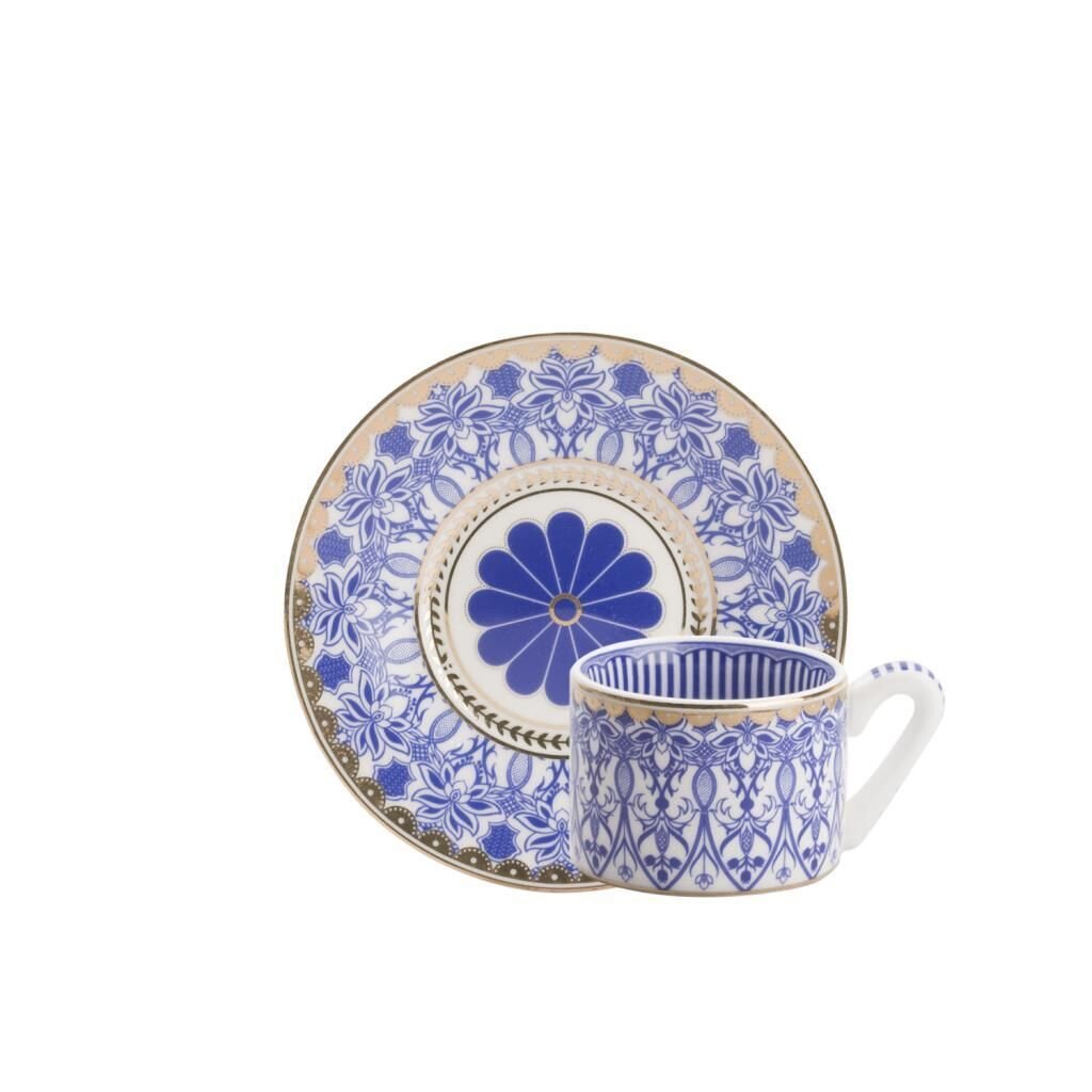 LACİVERT DESENLİ TEK KİŞİLİK TÜRK KAHVESİ FİNCANI