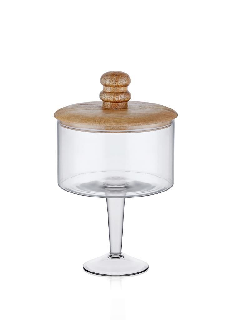 MADERA AYAKLI KURABİYE KAVANOZU 34X21X21CM