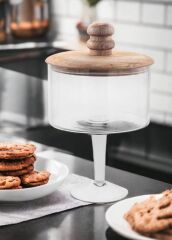 MADERA AYAKLI KURABİYE KAVANOZU 34X21X21CM