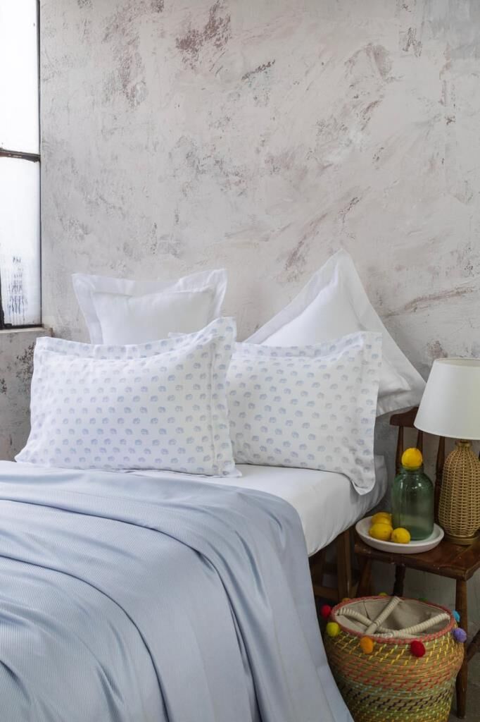 OLIVER MAVİ BAMBU ÇİFT KİŞİLİK PİKE SETİ