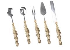 GÜMÜŞ TÜY DÖKÜM SAPLI 5 PARÇA SERVİS SETİ