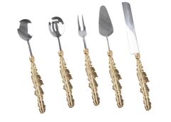 GÜMÜŞ TÜY DÖKÜM SAPLI 5 PARÇA SERVİS SETİ