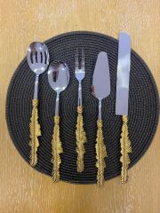 GÜMÜŞ TÜY DÖKÜM SAPLI 5 PARÇA SERVİS SETİ