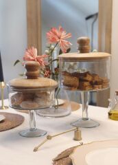 MADERA AYAKLI KURABİYE KAVANOZU 26X17X17CM