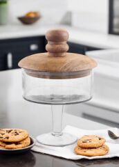 MADERA AYAKLI KURABİYE KAVANOZU 26X17X17CM