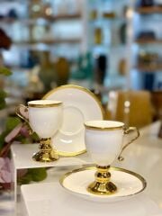 PRUNE BEYAZ GÜMÜŞ 2 KİŞİLİK TÜRK KAHVESİ FİNCANI