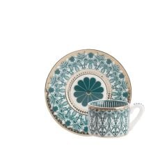 YEŞİL DESENLİ TEK KİŞİLİK TÜRK KAHVESİ FİNCANI