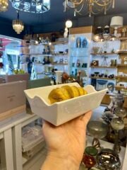 BEYAZ PORSELEN MİNİ EKMEKLİK/SUNUM TABAK 18CM