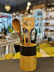 BAMBU SİYAH ASKILI KAŞIKLIK 11X17X14,5CM