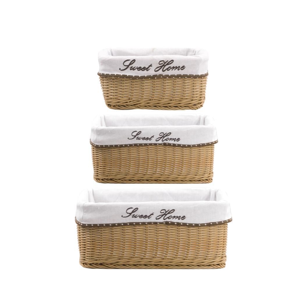 SENTETİK HASIR DİKDÖRTGEN 3'LÜ SEPET