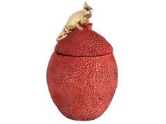 KIRMIZI ALTIN İGUANA FİGÜRLÜ KAPAKLI KÜP 41CM