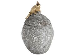 GRİ ALTIN İGUANA FİGÜRLÜ KAPAKLI KÜP 41CM