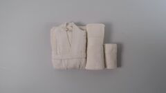 LOTUS BAMBU AİLE BORNOZ SETİ BLUSH-EKRU