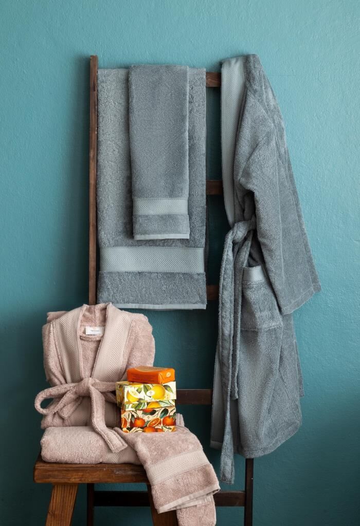 LOTUS BAMBU AİLE BORNOZ SETİ PETROL-VİZON