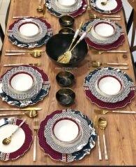 KIRMIZI MAVİ TROPİK 6 KİŞİLİK 24 PARÇA YEMEK TAKIMI