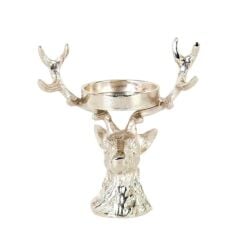 GÜMÜŞ METAL GEYİK MUMLUK 20CM