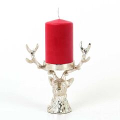 GÜMÜŞ METAL GEYİK MUMLUK 20CM