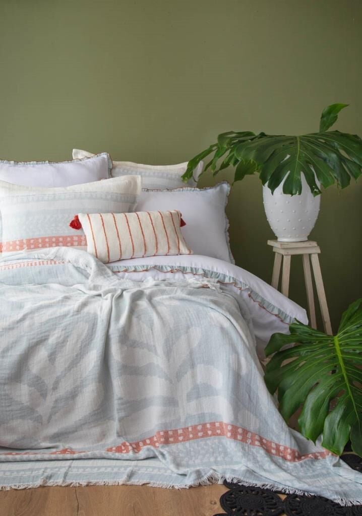 ZEST MAVİ ÇİFT KİŞİLİK NEVRESİM&YATAK ÖRTÜSÜ SET