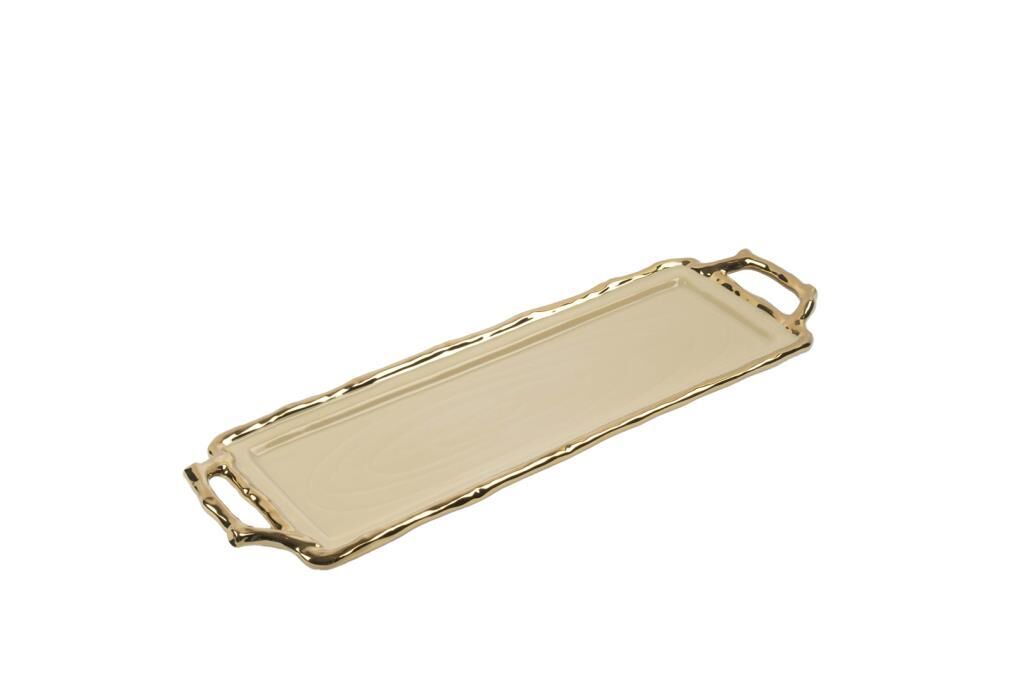 KREM GOLD UZUN TEPSİ/DEKOR 13X43CM