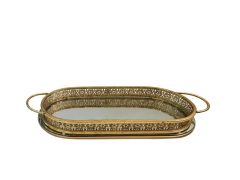 ALTIN AYNALI ESKİTME OVAL TEPSİ 58cm