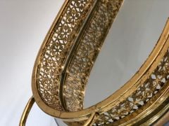 ALTIN AYNALI ESKİTME OVAL TEPSİ 58cm