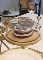 MADERA AKASYA YUVARLAK KEK SAKLAMA FANUSU 18X30X30CM