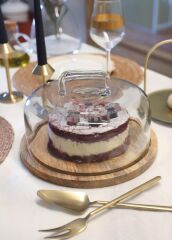 MADERA AKASYA YUVARLAK KEK SAKLAMA FANUSU 17X26X26CM