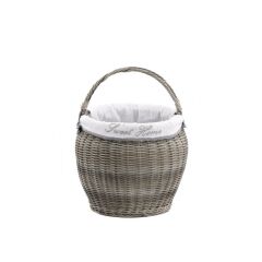GRİ SENTETİK HASIR KULPLU SEPET 32X32X26CM