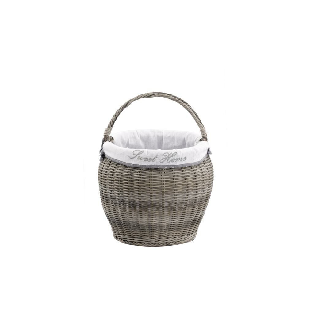 GRİ SENTETİK HASIR KULPLU SEPET 25X25X20CM