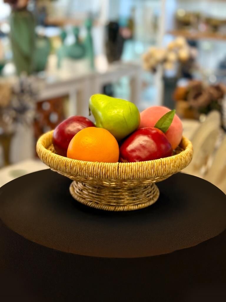 BEJ SENTETİK RATTAN AYAKLI MEYVELİK 25X10CM