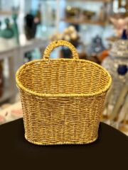 BEJ SENTETİK RATTAN ASKILI SEPET 25X15X29CM