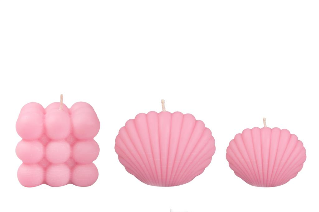 PEMBE BUBBLE-İSTİRİDYE ÇİLEK ESANSLI SOYAWAX MUM 3'LÜ SET