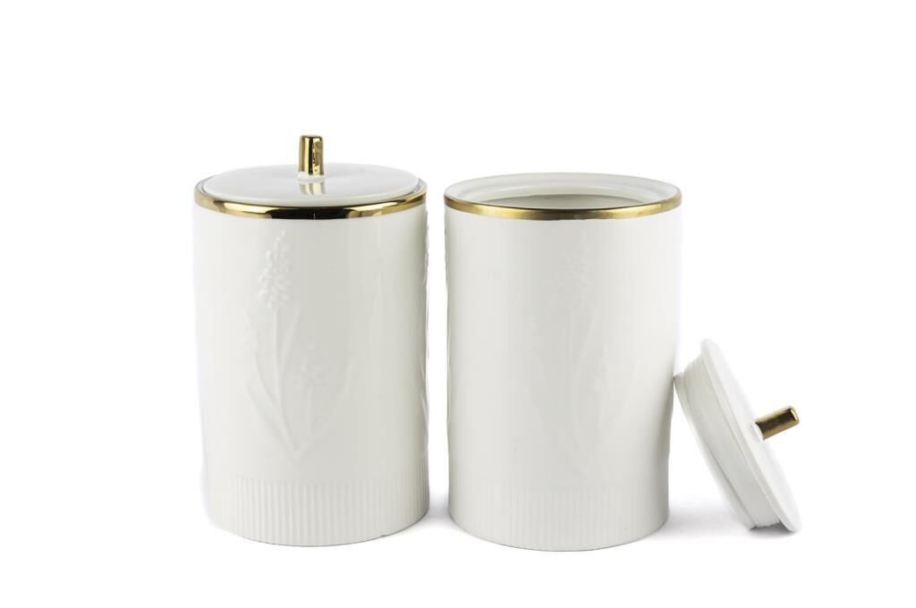 BEYAZ GOLD LAVANTA KABARTMALI 2'Lİ KAVANOZ 12X17CM