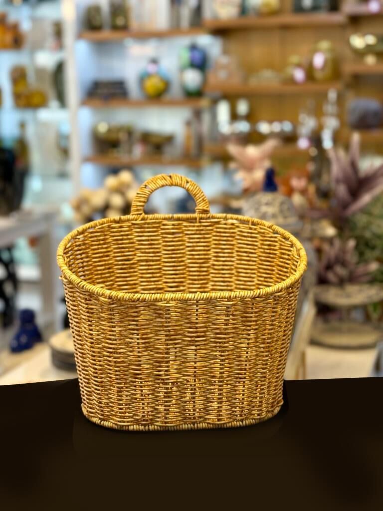 BEJ SENTETİK RATTAN ASKILI SEPET 21X11X27CM