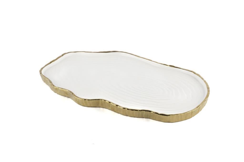 BEYAZ GOLD SERVİS TABAK 40X25CM