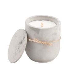 GRİ MERMER DESEN SİLİNDİR KAPAKLI MUM 12X10CM