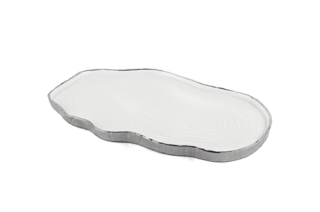 BEYAZ GÜMÜŞ SERVİS TABAK 40X25CM