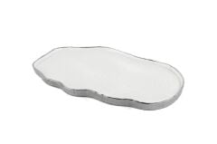 BEYAZ GÜMÜŞ SERVİS TABAK 40X25CM