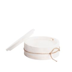 KREM MERMER DESEN SİLİNDİR KAPAKLI MUM 12X5CM