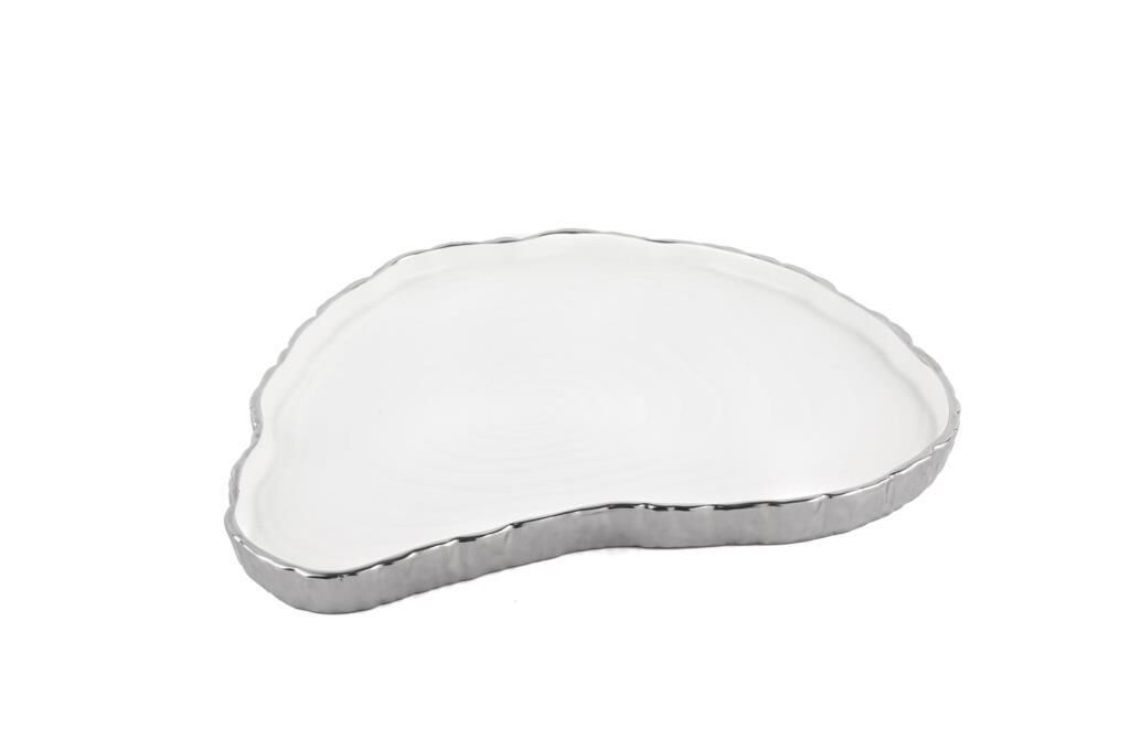 BEYAZ GÜMÜŞ SERVİS TABAK 33X26CM