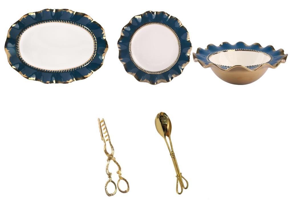LACİVERT ALTIN 5 PARÇA SOFRA SERVİS SETİ