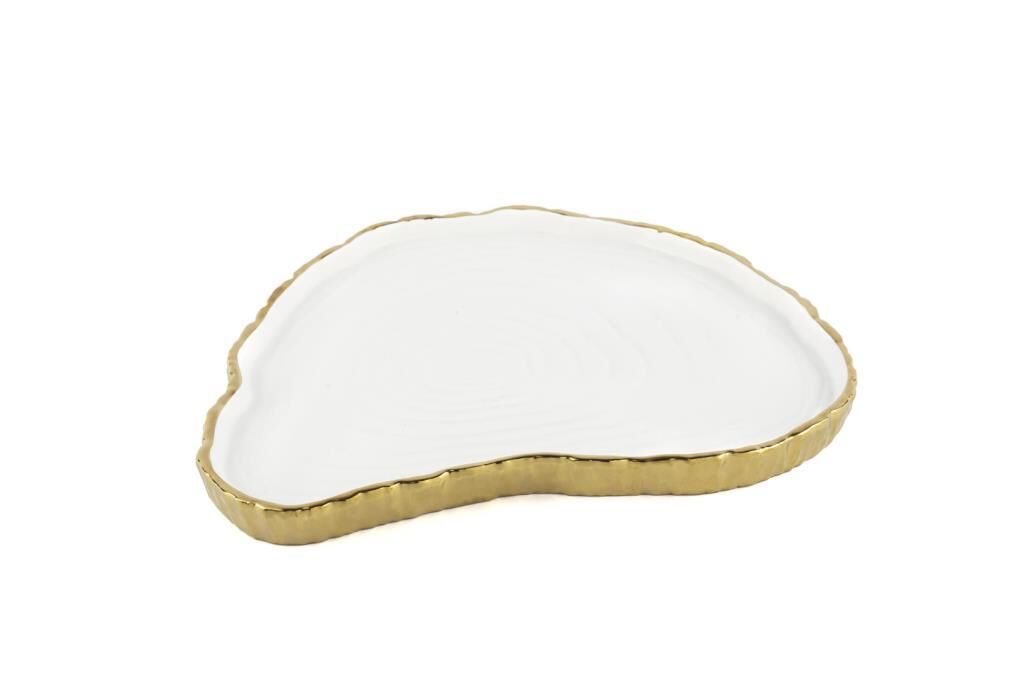 BEYAZ GOLD SERVİS TABAK 33X26CM