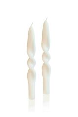 KREM BURGU 2'Lİ ŞAMDAN MUM 25CM
