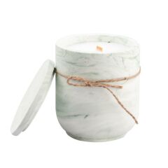 YEŞİL BEYAZ MERMER DESEN SİLİNDİR KAPAKLI MUM 12X10CM