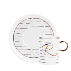 MONO R HARFİ TEK KİŞİLİK TÜRK KAHVESİ FİNCANI