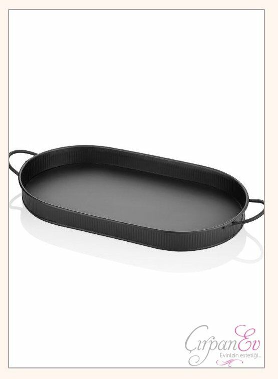 SİYAH ESKİTME GALVENİZ OVAL TEPSİ 66CM