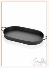 SİYAH ESKİTME GALVENİZ OVAL TEPSİ 66CM