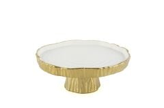 BEYAZ GOLD AYAKLI SUNUM TABAK 28X12CM