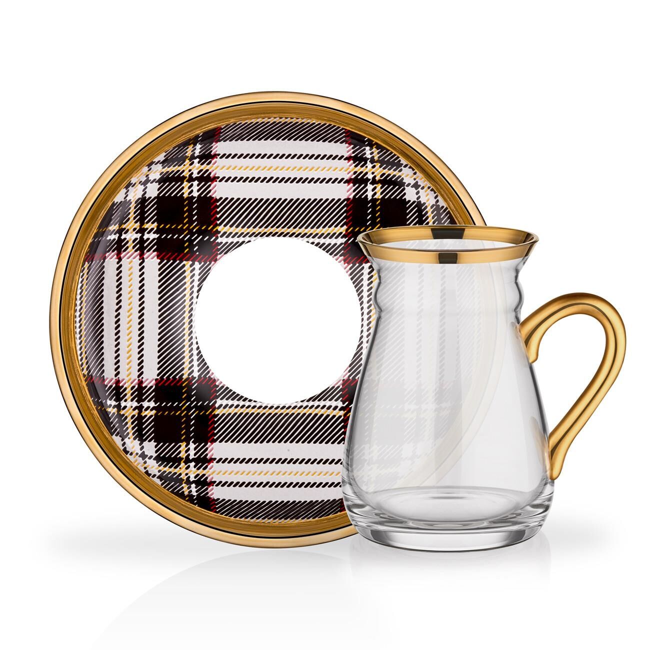 EKOSE GRİ KULPLU 6 KİŞİLİK ÇAY SETİ